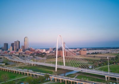 Margaret Hunt Hill Bridge; Trinity River; Dallas Skyline