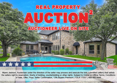 1401 Chardonnay Ct Southlake TX Home for Sale at Auction with Overlaid Text Real Property Auction Auctioneer Live Onsite