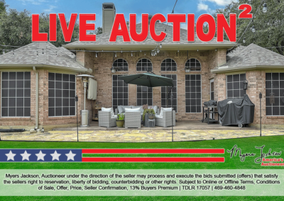 3400 Devonshire Ct Flower Mound TX Real Estate Auction overlaid text live auction