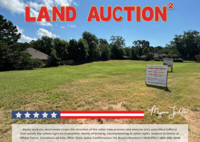 Setback View Land Auction in Longview Texas with phrase Land Auction overlaid