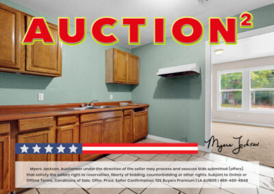 Kitchen view Shreveport LA House for Sale at Auction with phrase Auction overlaid