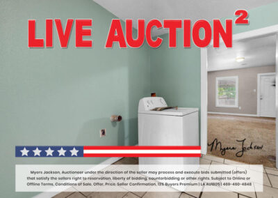 Laundry Room view Shreveport LA House for Sale at Auction with phrase Live Auction overlaid