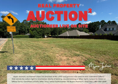 Street View of Land Auction in Longview Texas with phrase Real Property Auction Auctioneer Live on Site overlaid