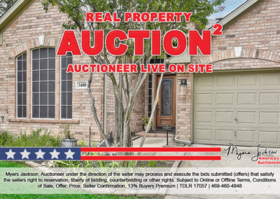 3400 Devonshire Ct Flower Mound TX Real Estate Auction overlaid text real property auction auctioneer live on site