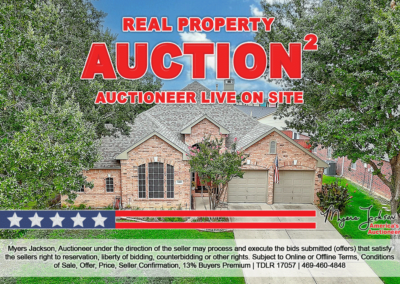 3400 Devonshire Ct Flower Mound TX Real Estate Auction overlaid text real property auction auctioneer live on site