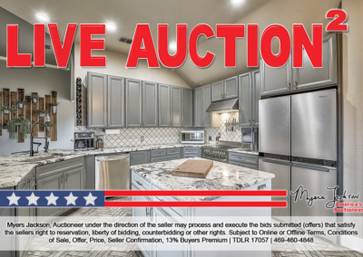 3400 Devonshire Ct Flower Mound TX Real Estate Auction overlaid text live auction