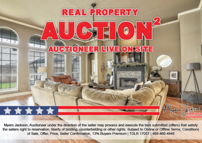 3400 Devonshire Ct Flower Mound TX Real Estate Auction overlaid text real property auction auctioneer live on site