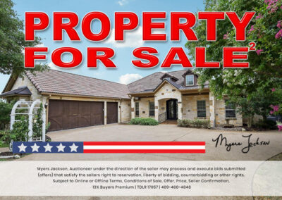 6305 Carnegie Ct Cleburne TX Golf Course Home for Sale at Auction with overlaid text Property for Sale