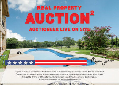 6305 Carnegie Ct Cleburne TX Golf Course Home for Sale at Auction with overlaid text Real Property Auction Auctioneer Live on Site