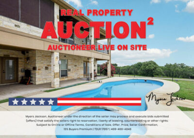 6305 Carnegie Ct Cleburne TX Golf Course Home for Sale at Auction with overlaid text Real Property Auction Auctioneer Live on Site