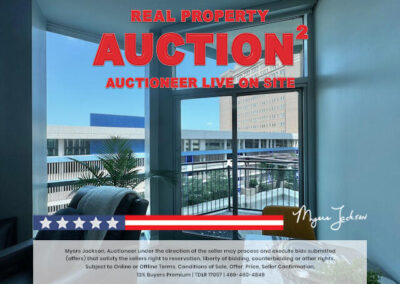 500 Throckmorton St Unit #606, Fort Worth TX Luxury Condo for Sale at Auction with overlaid phrase Real Property Auction Auctioneer Live on Site