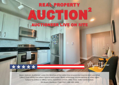 500 Throckmorton St Unit #606, Fort Worth TX Luxury Condo for Sale at Auction with overlaid phrase Real Property Auction Auctioneer Live on Site