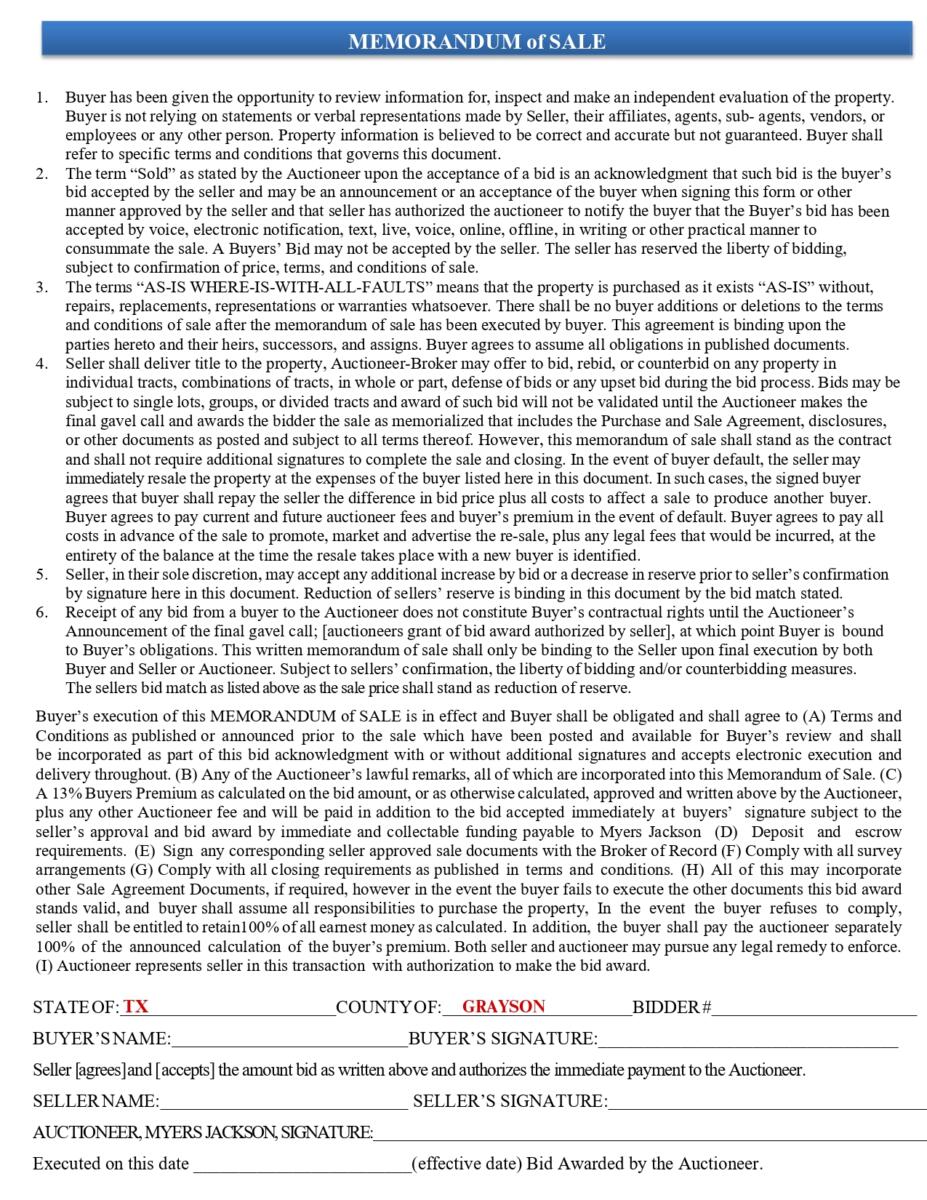 #TX 12900 FM 121, Van Alstyne TX 75495, Memorandum of Sale UPDATED (2)_page-0002