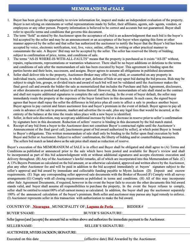 25 Grape Cay, Nicaragua Central America Private Island Memorandum of Sale 2