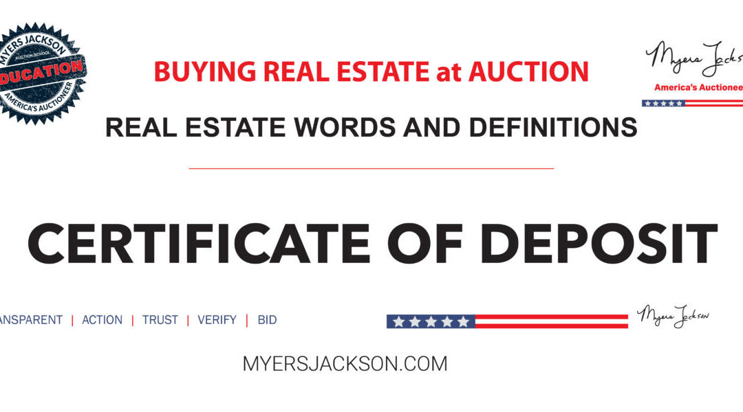 How is a Certificate of Deposit used in real estate and financial planning?
