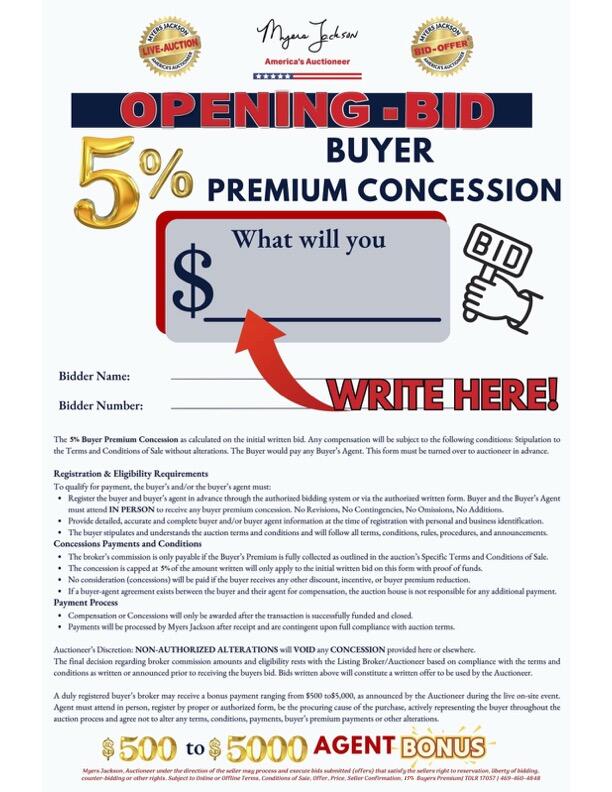 5% Buyer Premium Concession Write Here 15% Buyer Premium