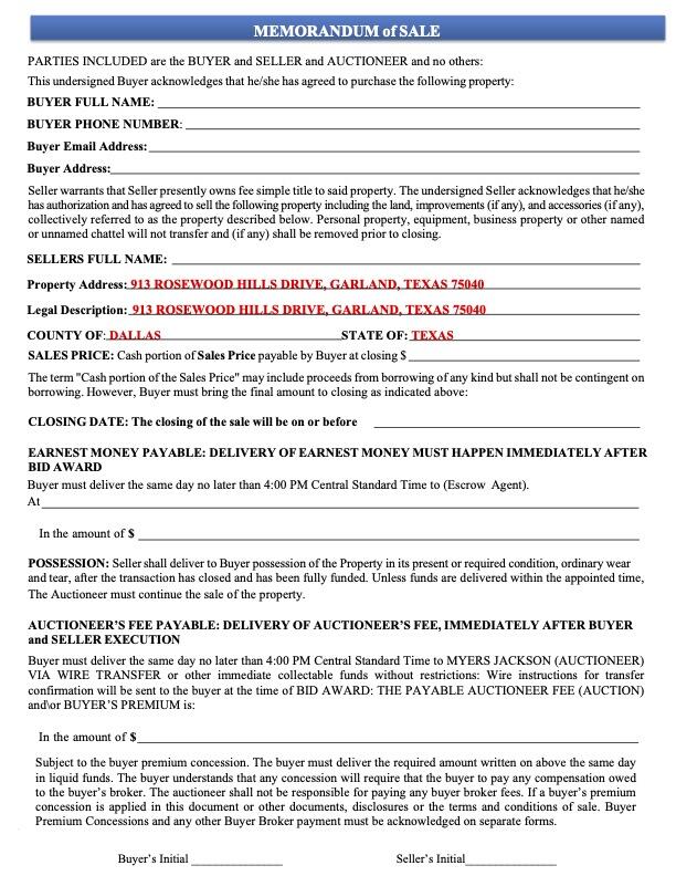 913 Rosewood Hill Drive Garland Texas 75040 ... MyersJackson.com | Real Estate Auction_