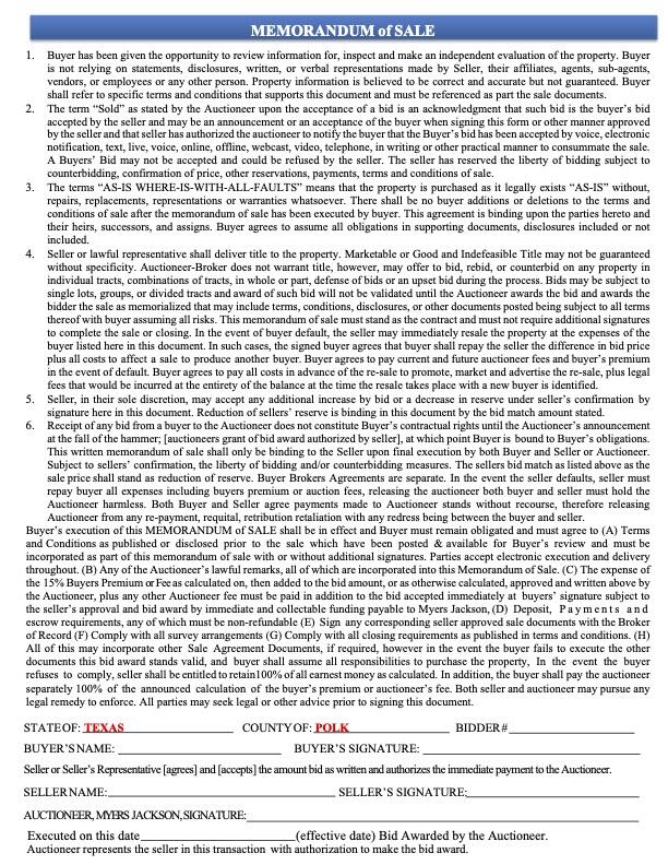 35 Susan Drive-Cleveland TX 77327-Memorandum of Sale 2